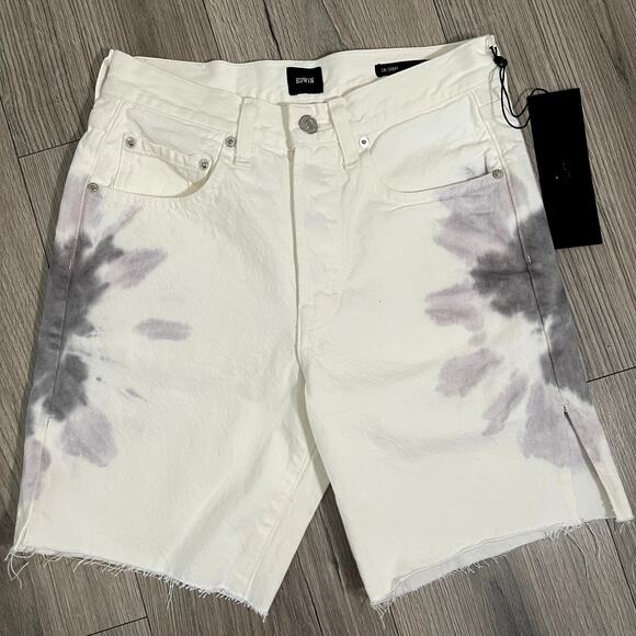 Edwin Womens Cai Jean Shorts 7" Cutoff - White Tie Dye Horizon - Size 25 - $168 - Picture 1 of 6